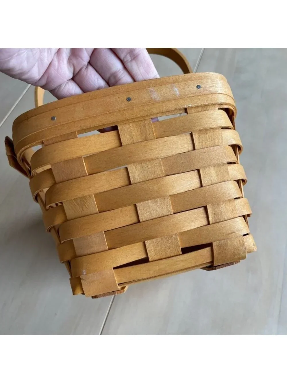 Set of Two Vintage Longaberger Handwoven Wooden Baskets, 1995/1997, Made in USA